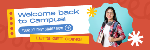 Orange and Blue Playful Welcome Back to Campus Email Header